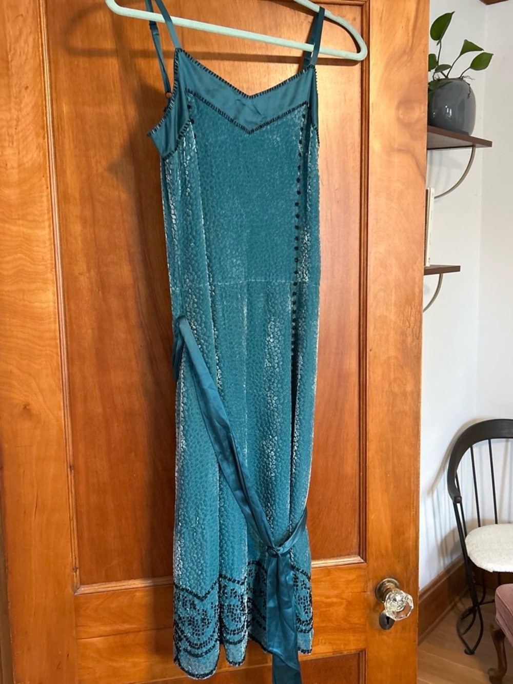 Vintage Teal Beaded Flapper Dress